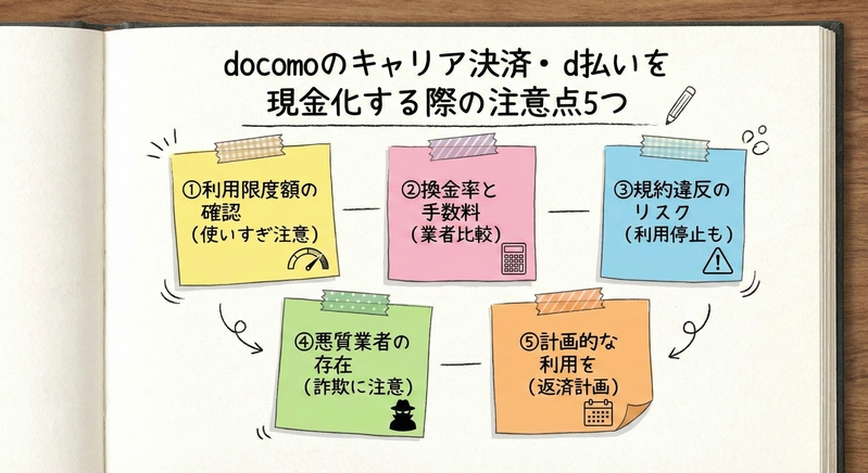 docomoのキャリア決済・d払いを現金化する際の注意点5つ