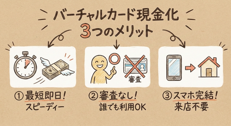 バーチャルカード現金化の3つのメリット
